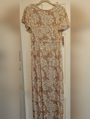 Nanette Lepore - Ivory Champagne Sequin Evening Gown